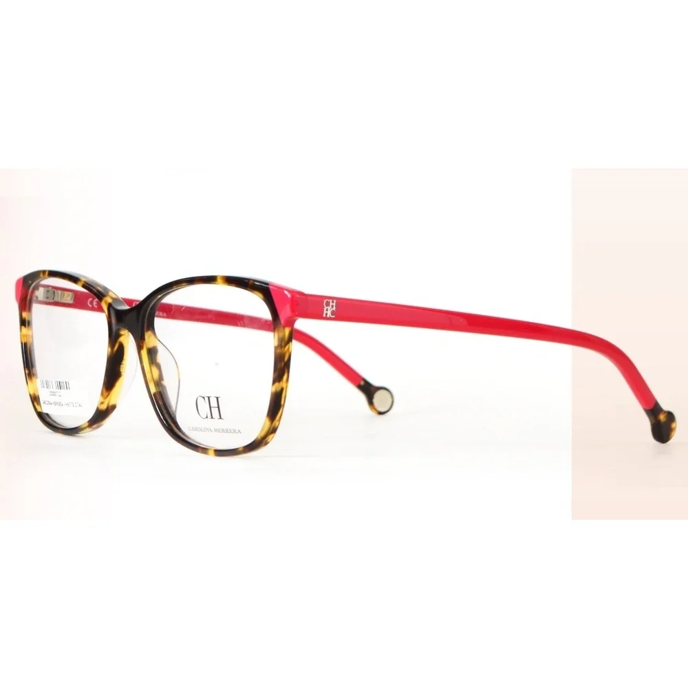 NWT Carolina Herrera VHE773 Havana Red Rectangle 54mm Eyeglasses